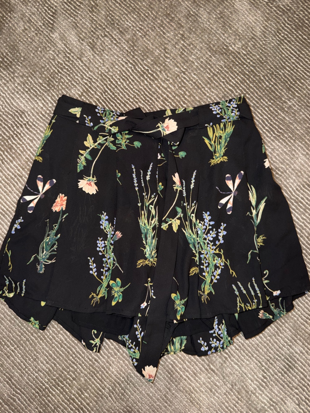 Sunday Best Black Floral Tie-Waist Skort